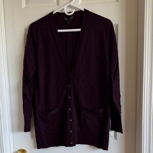 Banana Republic Deep Plum Long Cardigan with Pockets